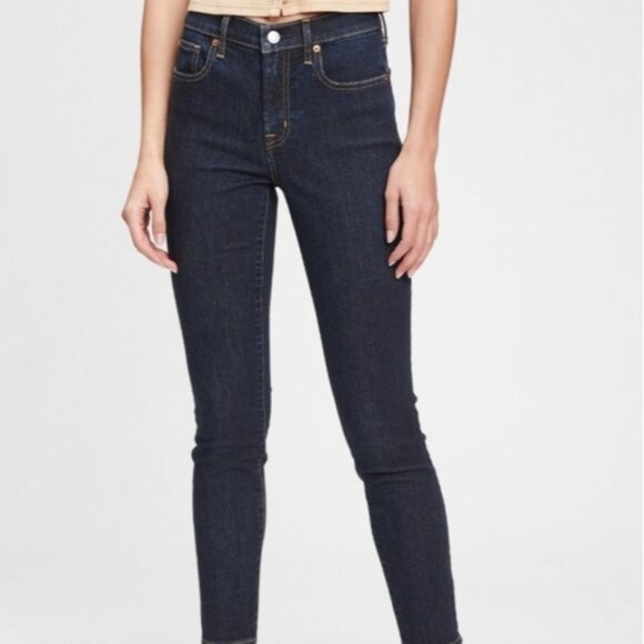Gap True Skinny Mid Rise Dark Wash Jeans Jeggings Casual Basic Petite Cropped - Picture 2 of 8